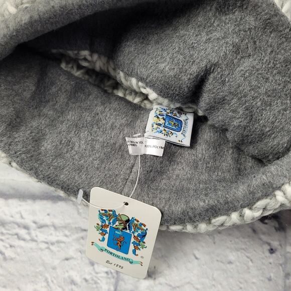NWT Chunky Gray & Blue Pom Pom Hat by Portolano - Picture 2 of 8